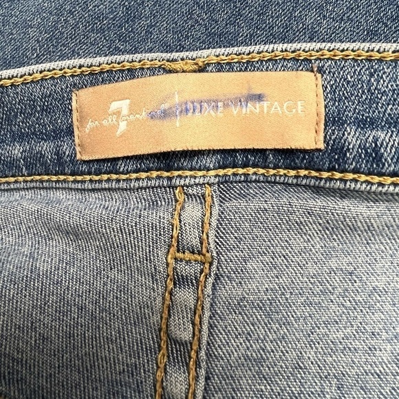 7 FOR ALL MANKIND LUXE VINTAGE High Waist Slim Kick With Studs Beau Blue 30 - Picture 10 of 12